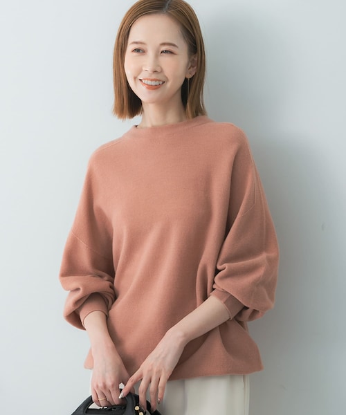 URBAN RESEARCH ROSSO（アーバンリサーチロッソ）の「ウォッシャブルビルドネックホールニット（ニット/セーター・レディース・gray/ivory/pink・FREE）」の3枚目の写真