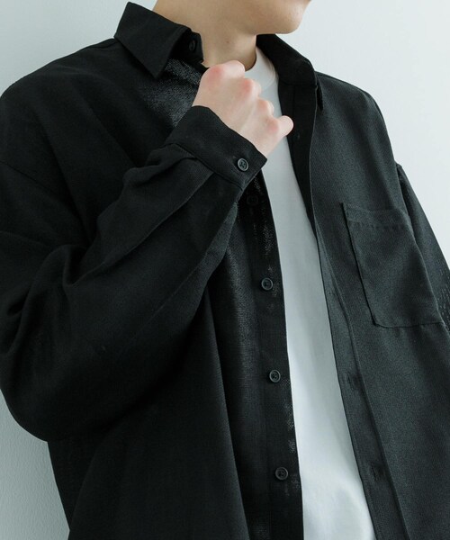 ITEMS URBANRESEARCH（アイテムズ アーバンリサーチ）の「リネンライクシアーロングスリーブシャツ（シャツ/ブラウス・メンズ・WHT/BLK・M/L）」の15枚目の写真