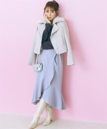 marun | 大きいサイズ　ショート丈スエードライダースmarun(ライダースジャケット)