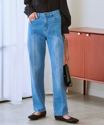 nissen | ストレッチ裏起毛センタープレスストレートデニムパンツ(パンツ)