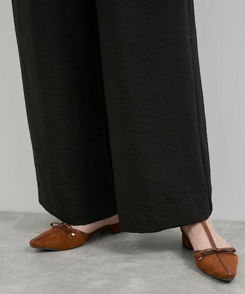 VIS（ビス）の「エアタン加工リラックスロンパース（サロペット/オーバーオール・レディース・ブラック/ベージュ系・F）」の20枚目の写真