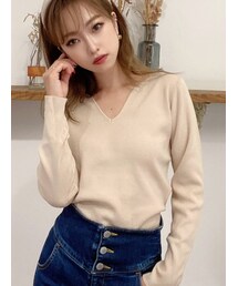 RESEXXY | ハートネックリブニットトップス(ニット/セーター)