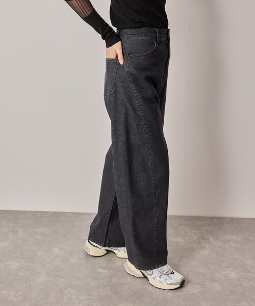 NERGY（ナージー）の「【シアバター配合】カーブワイドパンツ（デニムパンツ・レディース・ブラック・M/S）」の9枚目の写真