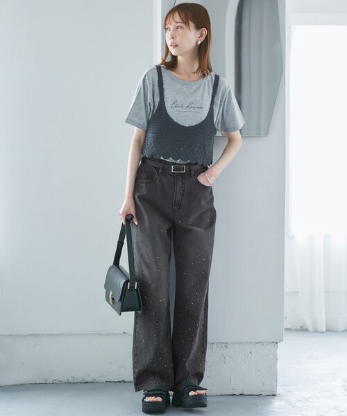 ROPE' PICNIC（ロペピクニック）の「キラキラビジューデニム（デニムパンツ・レディース・ネイビー/ブルー/ブラック系・36/38/40）」の16枚目の写真