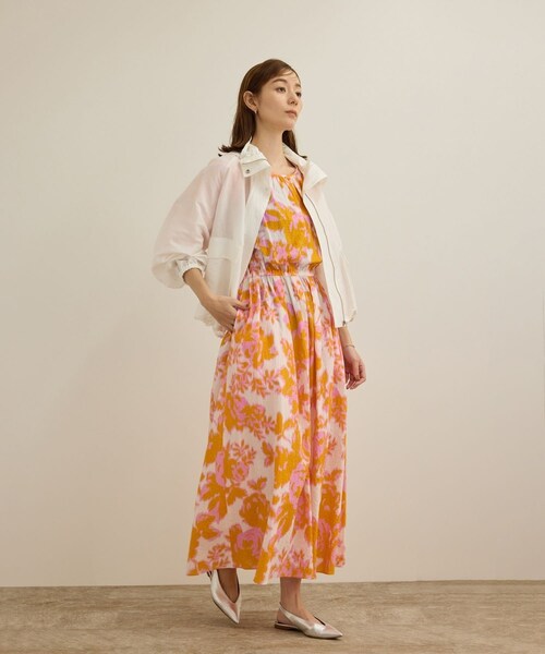 ROPE'（ロペ）の「【DEVEAUX（デヴォー）】別注ボカシフラワーウエストギャザーワンピース/洗える（ワンピース・レディース・ブラウン系/オレンジ系・F）」の12枚目の写真