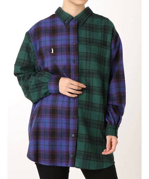 jouetie(ジュエティ)の「EASTBOY ブロッキング2WAYネルシャツ(シャツ/ブラウス・レディース・ミックス/レッド/ブラック・M)」の5枚目の写真