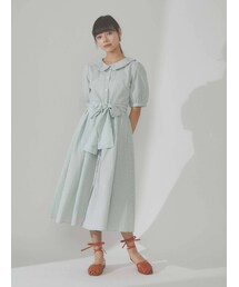 merry jenny | ギンガムリボンシャツワンピース(ワンピース)