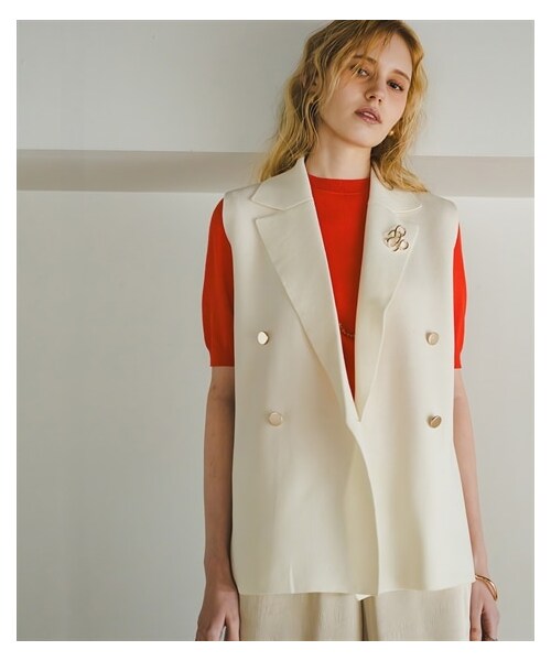 nissen（ニッセン）の「スポンジヤーン テーラードニット（ハンガー干し・毛玉になりにくい）＜大きいサイズ有＞（ニット/セーター・レディース・ブラック/オフホワイト・S/M/L/LL/3L/4L/5L/6L/8L/10L）」の8枚目の写真