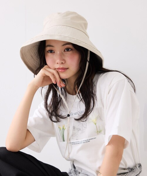 VIS(ビス)の「マイナス18℃ネックカバーつきUVハット/遮熱・UVカット・撥水(ハット・レディース・ブラック/ベージュ・F)」の12枚目の写真