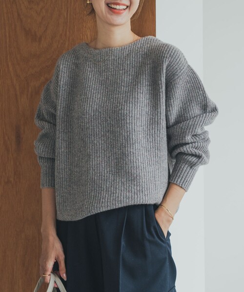 URBAN RESEARCH DOORS（アーバンリサーチドアーズ）の「ハミルトンウール畦ボートネックプルオーバー（ニット/セーター・レディース・MIX GRAY/YELLOW/MIX BROWN・M）」の11枚目の写真