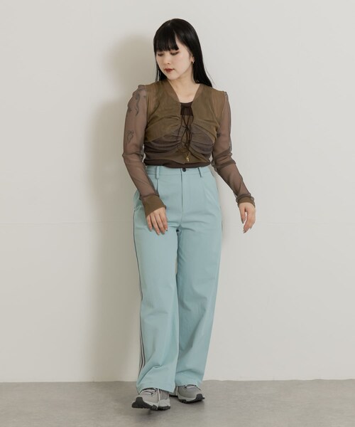 THE GOODLAND MARKET（ザグッドランドマーケット）の「米富繊維　KNIT SIDELINE PANTS-WOMEN（その他パンツ・レディース・44BROWN/41BEIGE/60SAX・M）」の14枚目の写真