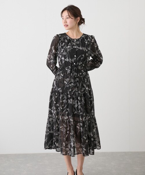 Jayro（ジャイロ）の「フラワーシフォンワンピース（ワンピース・レディース・ブラック/ホワイト系・F）」の6枚目の写真