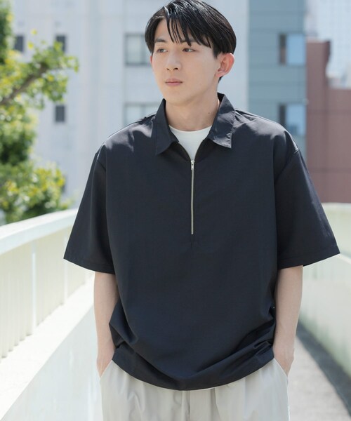 ITEMS URBANRESEARCH（アイテムズ アーバンリサーチ）の「『UVカット』クールタッチナイロン ハーフジップ プルオーバーシャツ（シャツ/ブラウス・メンズ・BLK/OFF/KHK・M/L）」の12枚目の写真