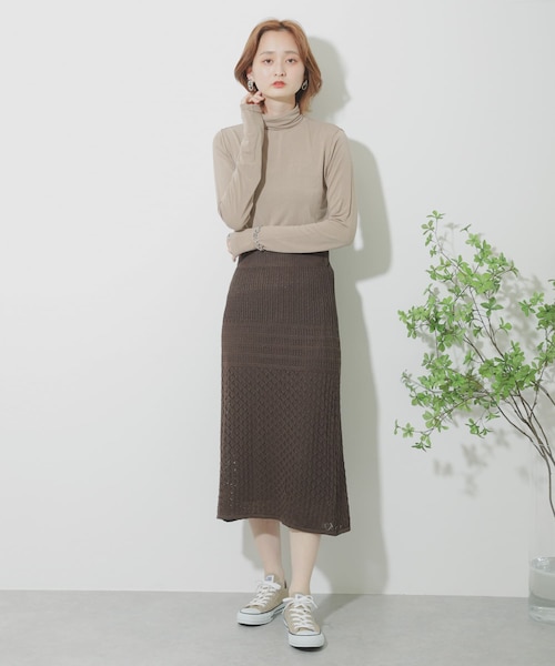 SENSE OF PLACE by URBAN RESEARCH(センスオブプレイスバイアーバンリサーチ)の「クロシェニットスカート(スカート・レディース・L.BROWN/GREIGE/BROWN/MINT・FREE)」の17枚目の写真