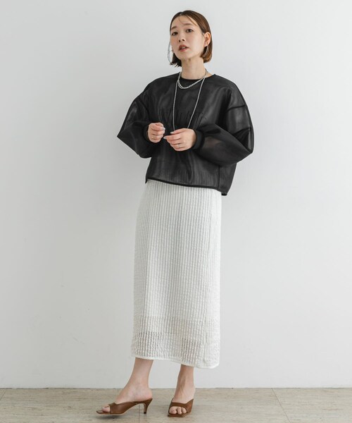 URBAN RESEARCH ROSSO（アーバンリサーチロッソ）の「F by ROSSO　シアーショートブラウス（シャツ/ブラウス・レディース・BLACK/BROWN・FREE）」の9枚目の写真