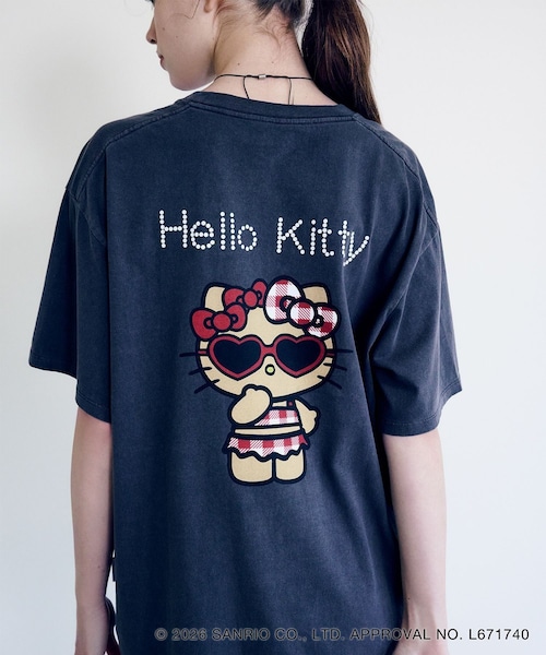 VIS(ビス)の「【HELLO KITTY×VIS】日焼けデザイン ハローキティビッグTシャツ(Tシャツ/カットソー・レディース・チャコール/ホワイト系・F)」の12枚目の写真
