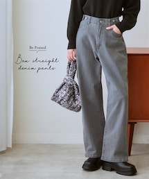 nissen | ウエスト裏ゴムボックスストレッチストレートデニムパンツ(その他パンツ)