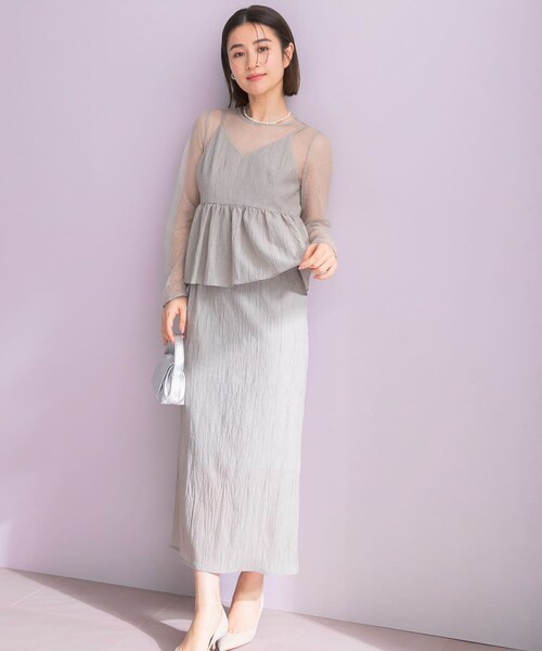 URBAN RESEARCH ROSSO（アーバンリサーチロッソ）の「kaene　レイヤードペプラムドレス（ワンピース・レディース・light gray/blue gray・S）」の7枚目の写真