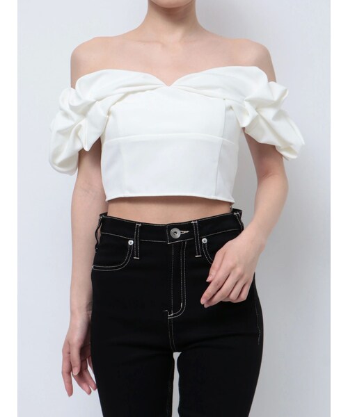 GYDA（ジェイダ）の「オフショルボリュームスリーブブラウス（シャツ/ブラウス・レディース・オフホワイト/ブラック・F）」の2枚目の写真