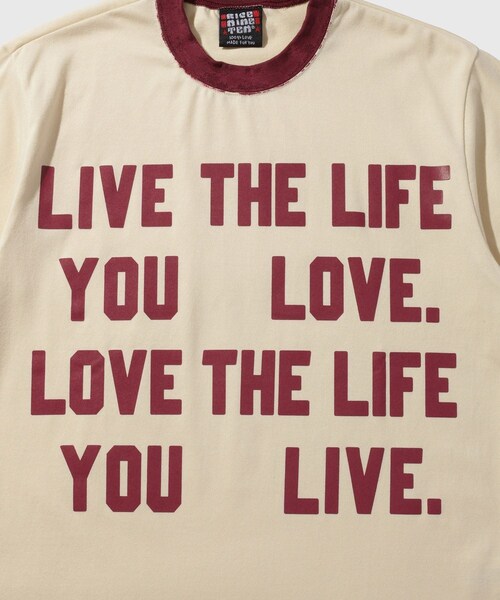 ADAM ET ROPE'(アダムエロペ)の「【RICE NINE TEN/ライス ナイン テン】HAND PRINT RINGER T-SHIRT(Tシャツ/カットソー・メンズ・グレー/ホワイト/クリーム・1/2)」の9枚目の写真