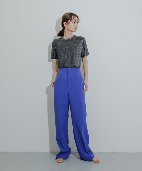 SENSE OF PLACE by URBAN RESEARCH(センスオブプレイスバイアーバンリサーチ)の「クルーネックラメTシャツ(半袖)(Tシャツ/カットソー・レディース・SILVER/NAVY/ORANGE/L.BLUE/BLACK/BROWN・one)」の15枚目の写真