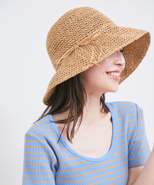 VIS(ビス)の「ナチュラル雑材ハット(ハット・レディース・ダークブラウン/ベージュ/ベージュ系・F)」の6枚目の写真