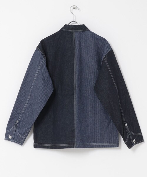 ITEMS URBANRESEARCH（アイテムズ アーバンリサーチ）の「ヒッコリー×デニム切替ワークジャケット（デニムジャケット・メンズ・BLK/NVY・M/L）」の20枚目の写真