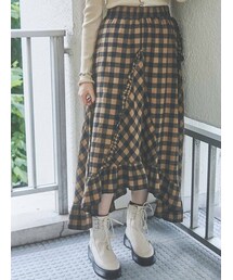 merry jenny | ギンガムフレアロングスカート(スカート)