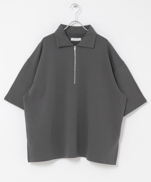 SENSE OF PLACE by URBAN RESEARCH（センスオブプレイスバイアーバンリサーチ）の「ダンボールポンチハーフジップショートスリーブTシャツ（Tシャツ/カットソー・メンズ・BLACK/TOP GRAY/CHARCOAL/YELLOW・M/L）」の8枚目の写真