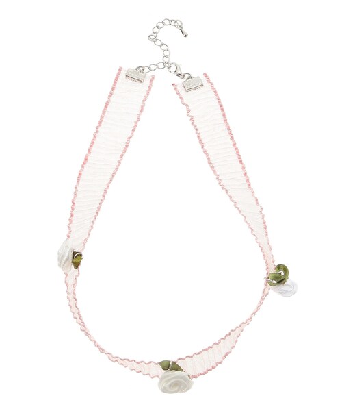 jouetie（ジュエティ）の「ローズレースリボンチョーカー（ネックレス・レディース・オフホワイト/ピンク/ネイビー・F）」の5枚目の写真