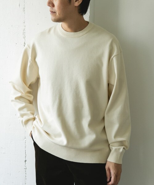 URBAN RESEARCH DOORS（アーバンリサーチドアーズ）の「『仁村紗和さん着用』『UR TECH 200日ニット』クルーネック（ニット/セーター・メンズ・OFF/CHARCOAL/OFF×BLACK/CHA×YEL.K/BROWN・M/L/XL）」の19枚目の写真