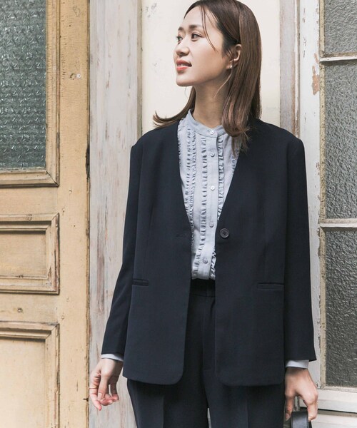 URBAN RESEARCH DOORS（アーバンリサーチドアーズ）の「ノーカラージャケット（その他アウター・レディース・NAVY/BLACK・Free）」の17枚目の写真