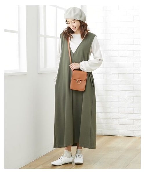 nissen（ニッセン）の「【マタニティウエア・授乳服】前後2WAYジャンスカワンピース＋トップスセット（産前・産後）（マタニティウェア/グッズ・レディース・トープ+黒/カーキ+グレージュ/黒+ブルー/ネイビー+アイボリー・マタニティM/マタニティL/マタニティLL/マタニティ3L/マタニティ4L/マタニティ5L/マタニティ6L）」の20枚目の写真