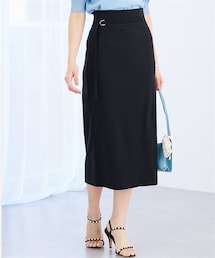 7days Life Styling | ドライタッチストレッチベルト付きナロースカート（ストレッチ・接触冷感・UVカット）＜大きいサイズ有＞(スカート)