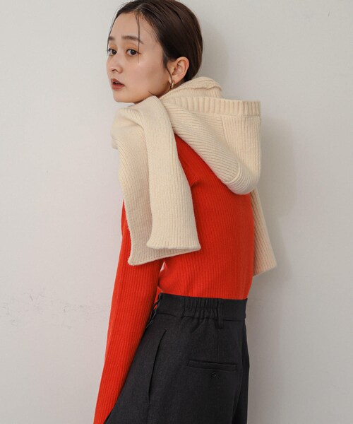 SENSE OF PLACE by URBAN RESEARCH（センスオブプレイスバイアーバンリサーチ）の「フードツキニットストール（ストール/ショール・レディース・IVORY/BLACK・one）」の9枚目の写真