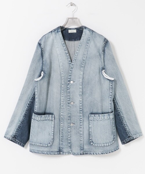 URBAN RESEARCH（アーバンリサーチ）の「Nomat　TWO-TONE DENIM PIPING JACKET（デニムジャケット・レディース・SAX BLUE・2）」の3枚目の写真