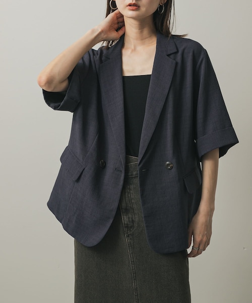 SENSE OF PLACE by URBAN RESEARCH（センスオブプレイスバイアーバンリサーチ）の「『UR TECH DRYLUXE』リネンライクジャケット（テーラードジャケット・レディース・GREIGE/CHARCOAL/BROWN/NAVY・one）」の4枚目の写真