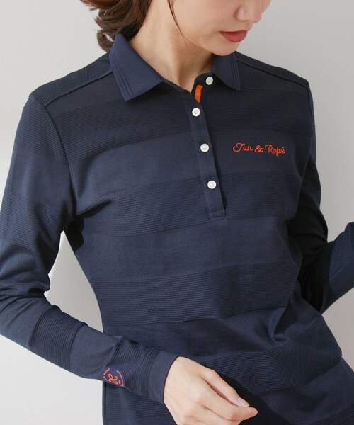 ROPE'（ロペ）の「【UV】【吸水速乾】クールマックスリンクス長袖ポロ（ポロシャツ・レディース・ホワイト/ネイビー・L/M/S）」の13枚目の写真