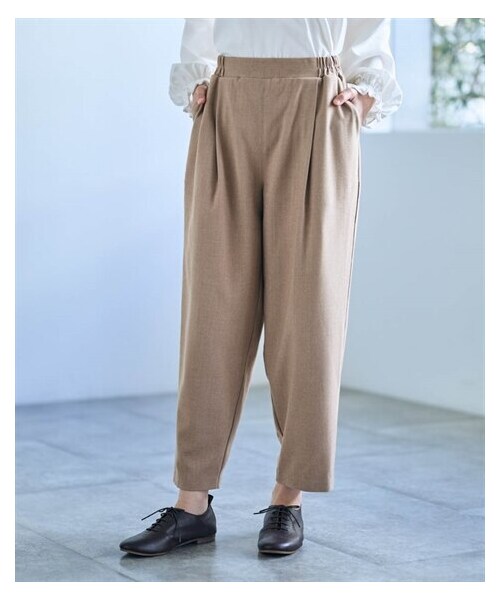 nissen（ニッセン）の「ヘリンボーン柄ゆったりテーパードパンツ【Otona Purete】（パンツ・レディース・チャコールグレー系/ベージュ系・M/L/LL/3L/4L/5L/6L）」の11枚目の写真