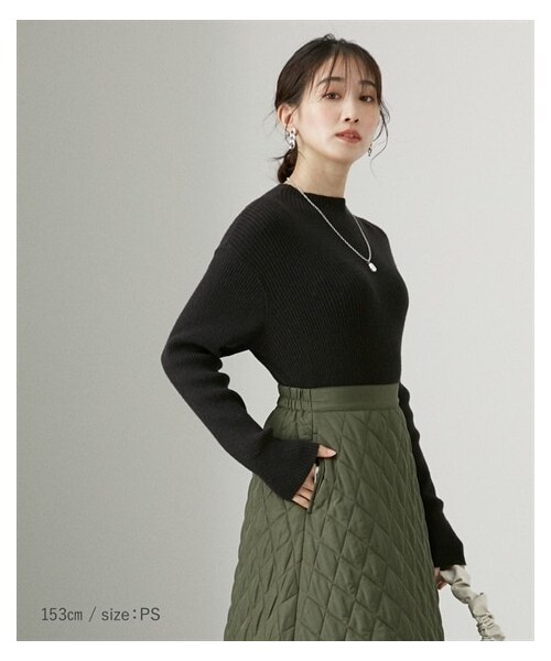 nissen（ニッセン）の「小さいサイズ　ボトルネックニット　低身長さん・小柄女性（ニット/セーター・レディース・ホワイト/ブラック/グリーン/ブラウン/杢グレー/チョコブラウン・PSS/PS/PM/PL）」の2枚目の写真