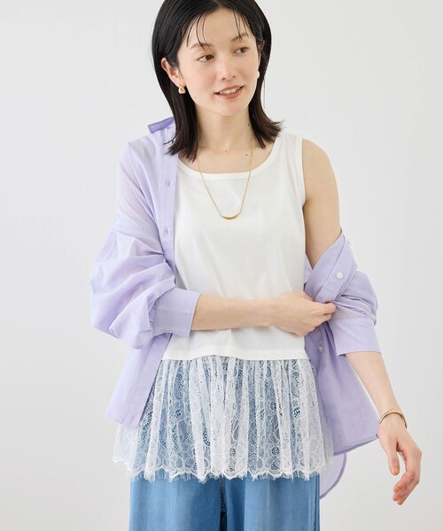 ROPE' PICNIC(ロペピクニック)の「レースドッキングタンク/着丈が選べる(タンクトップ・レディース・ホワイト・M/MT)」の20枚目の写真