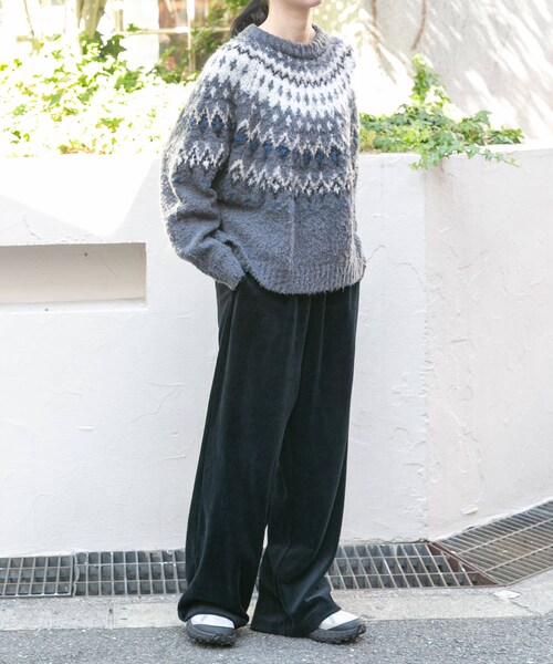 EKAL（エカル）の「ベロアストレートパンツ（その他パンツ・レディース・ネイビー/ブラック・One）」の9枚目の写真