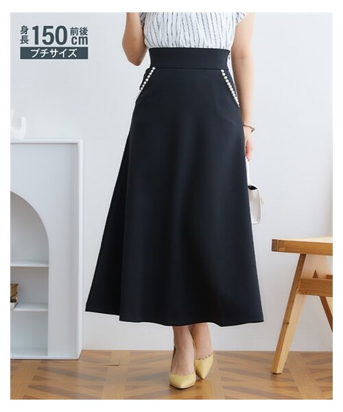 nissen（ニッセン）の「小さいサイズ　Aラインフレアスカート（セットアップ対応）　低身長さん・小柄女性（スカート・レディース・ブラック・PS）」の4枚目の写真