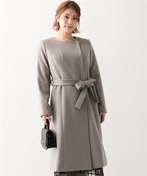 Nissen glamor | 【大きい胸専用】ウール混ノーカラーロングコート(ノーカラーコート)