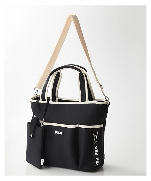 nissen（ニッセン）の「ＦＩＬＡ　１０ポケットダイバー風素材２WAYトートバッグ（Ａ４対応）（ベルトポーチ付）（トートバッグ・メンズ・黒/【ドロップ】グレー/ベージュ×ホワイト・Y）」の3枚目の写真