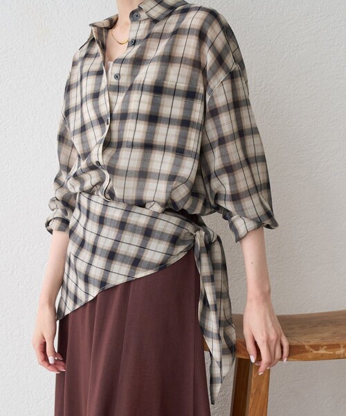 ROPE' PICNIC(ロペピクニック)の「シアーマドラスチェックボイルスカーフ(バンダナ/スカーフ・レディース・ブラック/オフホワイト/ラベンダー・F)」の16枚目の写真