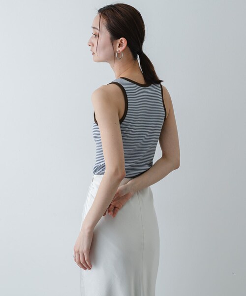SENSE OF PLACE by URBAN RESEARCH（センスオブプレイスバイアーバンリサーチ）の「『別注』Healthknit×SENSE OF PLACE ボーダータンクトップ（タンクトップ・レディース・OF×NV×BE/SAX×BRN/LIME×BEG・One）」の16枚目の写真