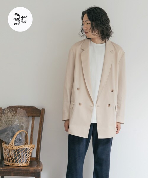 THE GOODLAND MARKET（ザグッドランドマーケット）の「『別注』MIDIUMISOLID×TGM　Double breasted jacket（テーラードジャケット・レディース・Blue/l.Beige/C.Gray・one）」の2枚目の写真