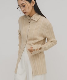 ボタンアップランダムRIBニット