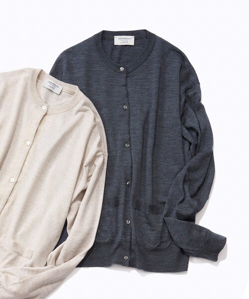 ROPE'（ロペ）の「JOHN SMEDLEY別注 CD（ジョンスメドレー別注/天竺ニットカーディガン）（カーディガン/ボレロ・レディース・ブラック/チャコール/ライトグレー/ベージュ/ワイン・36/38）」の20枚目の写真